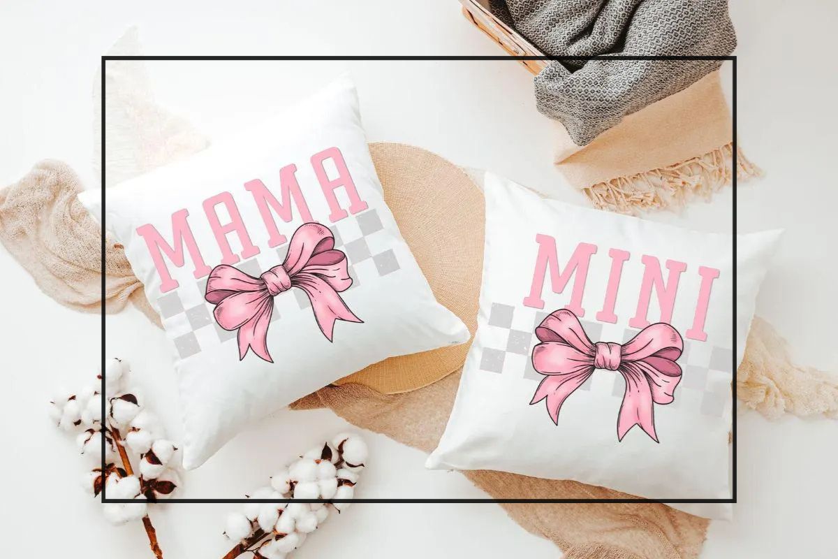 Matching mama and mini throw pillows