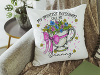 Personalized My Greatest Blessings Granny Throw Pillow