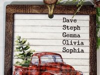 red truck ornament personalized gifts for Mom Christmas gifts for grandma, farmhouse Christmas ornaments handmade, kids name ornament for