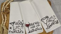 drinks well with others funny kitchen towels for Mom, wine kitchen decor, wine lover Mothers day gift for mother in law, Mothering Sunday