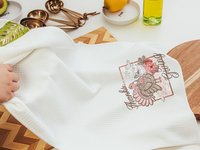 blush pink Thanksgiving kitchen towels for fall, cute Thanksgiving turkey decor, Thanksgiving hostess gift for women, white pumpkin hand