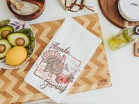 blush pink Thanksgiving kitchen towels for fall, cute Thanksgiving turkey decor, Thanksgiving hostess gift for women, white pumpkin hand