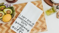 I need coffee sassy kitchen towel for Mom, coffee bar decor, snarky hand towels, sarcastic gifts for coworkers, funny housewarming gifts for