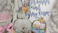 Easter wishes and bunny kisses throw pillows 