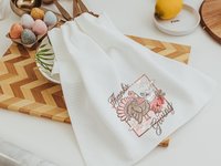 blush pink Thanksgiving kitchen towels for fall, cute Thanksgiving turkey decor, Thanksgiving hostess gift for women, white pumpkin hand