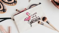 in a world full of pigeons be a flamingo cosmetic bag for purse, cute flamingo makeup bag for women, Easter basket stuffers for teenage girl