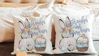 Easter wishes and bunny kisses throw pillows 