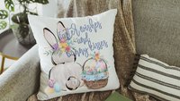 Easter wishes and bunny kisses watercolor Easter throw pillows for sofa, floral Easter bunny kitchen towels cute Easter gifts for wife, best