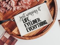 just wing it funny makeup bag bridesmaid gift, cute wristlet bag, stocking stuffers for women, makeup artist gift, adulting gift, thank you
