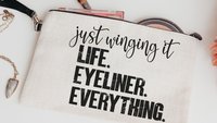 just wing it funny makeup bag for women, stocking stuffer for teenage girls Christmas gifts for sister, cosmetic bag for purse, secret Santa