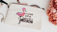 in a world full of pigeons be a flamingo cosmetic bag for purse, cute flamingo makeup bag for women, Easter basket stuffers for teenage girl