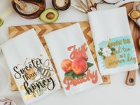 sweeter than honey bee kitchen towel, just peachy peach kitchen decor, sweet tea Southern dish towels, Georgia gifts, paperless towels, new