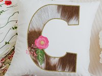 initial cowhide throw pillows for couch, country wedding gift for couple, new home gift set, personalized floral cowhide kitchen towels set