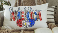 God bless America throw pillows for sofa, 4th of July sunflower lumbar pillow for couch, military mom gift, patriotic decor for home, trendy