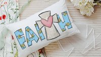 faith pillow cover 12x20, lumbar pillow for bed, Christian Christmas gifts for women, cross throw pillow cover 12 x 20, godmother gift from