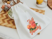 sweeter than honey bee kitchen towel, just peachy peach kitchen decor, sweet tea Southern dish towels, Georgia gifts, paperless towels, new