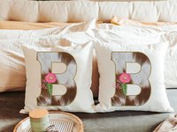 initial cowhide throw pillows for couch, country wedding gift for couple, new home gift set, personalized floral cowhide kitchen towels set