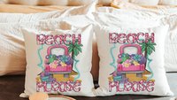beach please summer truck throw pillows for sofa, sunroom decor, tropical throw pillow cover 18x18, bungalow decor, beach lover gift, funny