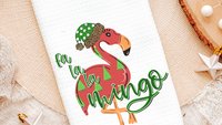 fa la la mingo funny Christmas kitchen towels for women, flamingo Christmas throw pillows for couch, cute Christmas gift set for best friend