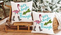 let's jingle and flamingle flamingo Christmas decorations, tropical Christmas decor, funny Christmas gifts for new home owners, beach