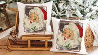 vintage Santa pillow covers 18x18, leopard print Christmas hand towels for bathroom, trendy Christmas housewarming gift for women, secret