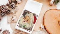 vintage Santa pillow covers 18x18, leopard print Christmas hand towels for bathroom, trendy Christmas housewarming gift for women, secret