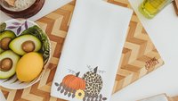 hello fall kitchen towel set, leopard pumpkin decor, sunflower gifts for Mom, new apartment gift for her, fall decorations for home, October