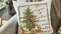 the magic of Christmas throw pillow for couch, unique Christmas hostess gift for women, festive Christmas kitchen towels for friends, secret