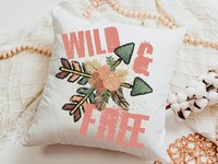 wild and free throw pillows for couch boho decor bedroom, college dorm decor for girls, aesthetic room decor for teens college gifts for her
