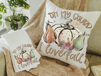 oh my gourd I love fall pumpkin kitchen towels, fall leaves and pumpkins please pumpkin kitchen decor, Thanksgiving kitchen hand towels, new