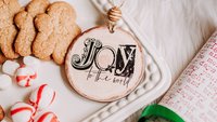 Joy to the world farmhouse Christmas ornament set
