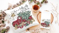 have a holly jolly Christmas throw pillows for couch, red truck Christmas kitchen towels for friends, Christmas gifts for new homeowners