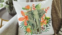 wild and free elephant throw pillow for couch, plant mom gift, tropical decor for home, elephant gifts for women, jungle nursery decor for