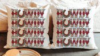 howdy Christmas throw pillow for sofa, western Christmas decor for home, country Christmas kitchen towels, trendy Christmas hostess gifts