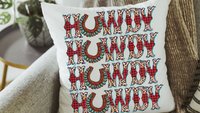 howdy Christmas throw pillow for sofa, western Christmas decor for home, country Christmas kitchen towels, trendy Christmas hostess gifts