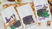 freshly brewed cute Halloween kitchen towels for friends, Halloween hand towels for bathroom, boo basket stuffers for adults, witchy kitchen