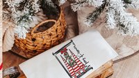 merry kissmas Christmas kitchen towels, cute Christmas housewarming gifts for couple, candy cane Christmas tree Christmas kitchen hand towel