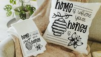 home is where your honey is throw pillows for couch, honey bee pillow, bumble bee gifts for women, summer decorations for home, unique