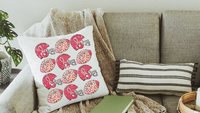 powderpuff football throw pillow for sofa, football mom gift, pink football decorations, breast cancer survivor gift, football gifts for Mom