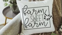 farm sweet farm pillow, rustic farmhouse decor for living room, farm throw pillow for couch, birthday gift from daughter, new home gifts
