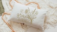 his grace is enough floral lumbar pillow cover 12x20, Christian Christmas gifts for her, 2 Corinthians 12 9 scripture throw pillow for couch