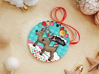 personalized reindeer Christmas ornament 2025, cute reindeer stocking tags with name, stocking stuffers for toddlers, kids name ornament