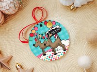 personalized reindeer Christmas ornament 2025, cute reindeer stocking tags with name, stocking stuffers for toddlers, kids name ornament