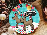 personalized reindeer Christmas ornament 2025, cute reindeer stocking tags with name, stocking stuffers for toddlers, kids name ornament