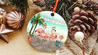 flamingo Christmas ornament, personalized gifts for Mom, beach Christmas ornaments, white elephant gifts, coastal Christmas ornaments, best