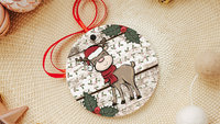 reindeer Christmas ornaments handmade, farmhouse Christmas tree ornaments wood, ornament exchange gift, stocking tags for kids, woodland