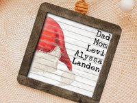 personalized Santa hat Christmas ornament handmade, farmhouse Christmas stocking tags wood, Christmas gifts for family name ornament 2025