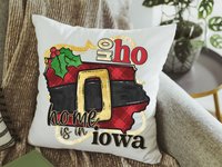ho ho ho Iowa Christmas throw pillows for sofa, Des Moines Iowa gifts, state Christmas gifts for neighbors, Christmas housewarming gift for
