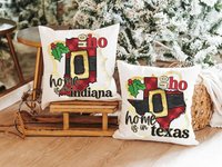 ho ho ho Iowa Christmas throw pillows for sofa, Des Moines Iowa gifts, state Christmas gifts for neighbors, Christmas housewarming gift for