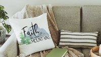 faith can move mountains Matthew 17 20 Bible verse throw pillow for bench, Christian birthday day gifts for sister, scripture pillow covers